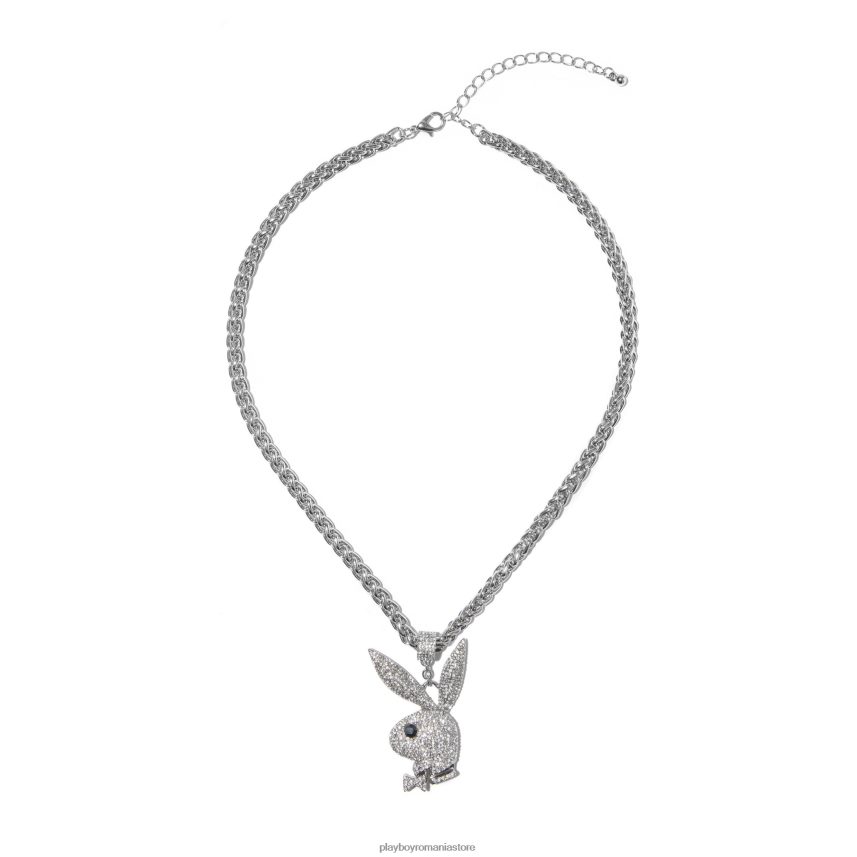 Playboy argint bărbați pave cap de iepure colier gros accesorii 6NT0ZV874