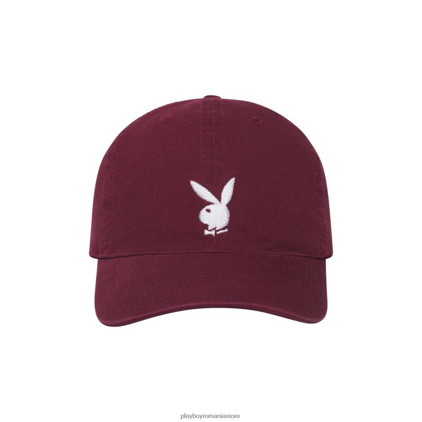 Playboy Burgundia bărbați pălărie reglabilă cu logo-ul cu cap de iepure accesorii 6NT0ZV782