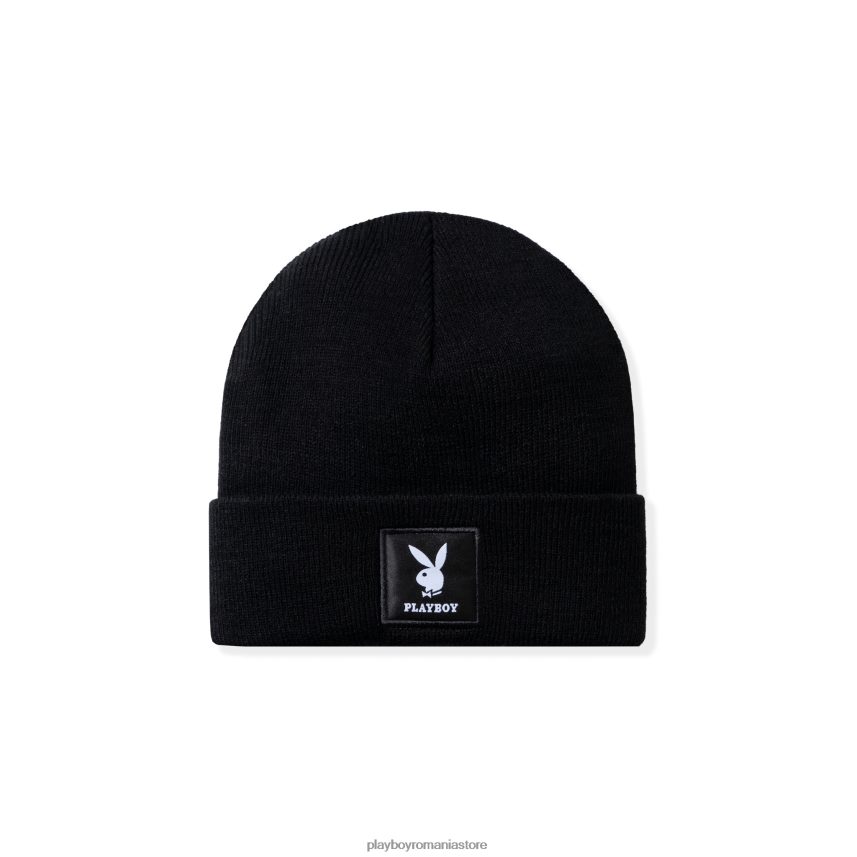 Playboy negru bărbați bonetă din tricot cu plasture cu logo accesorii 6NT0ZV751