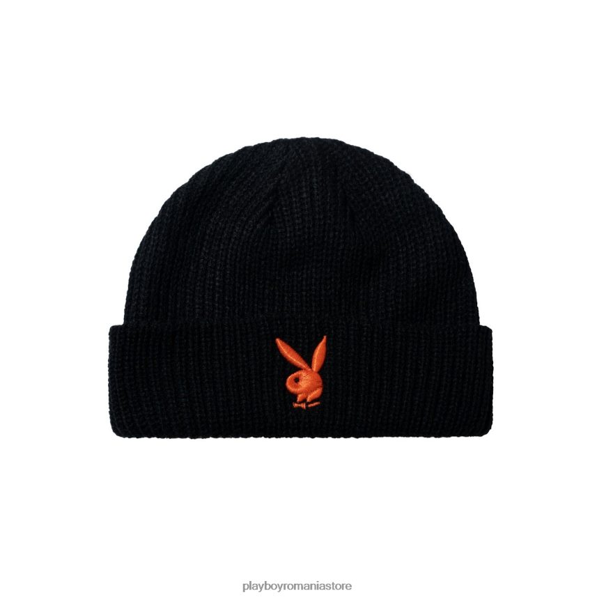 Playboy negru cu iepuraș portocaliu bărbați cap de iepure tricot beanie accesorii 6NT0ZV761