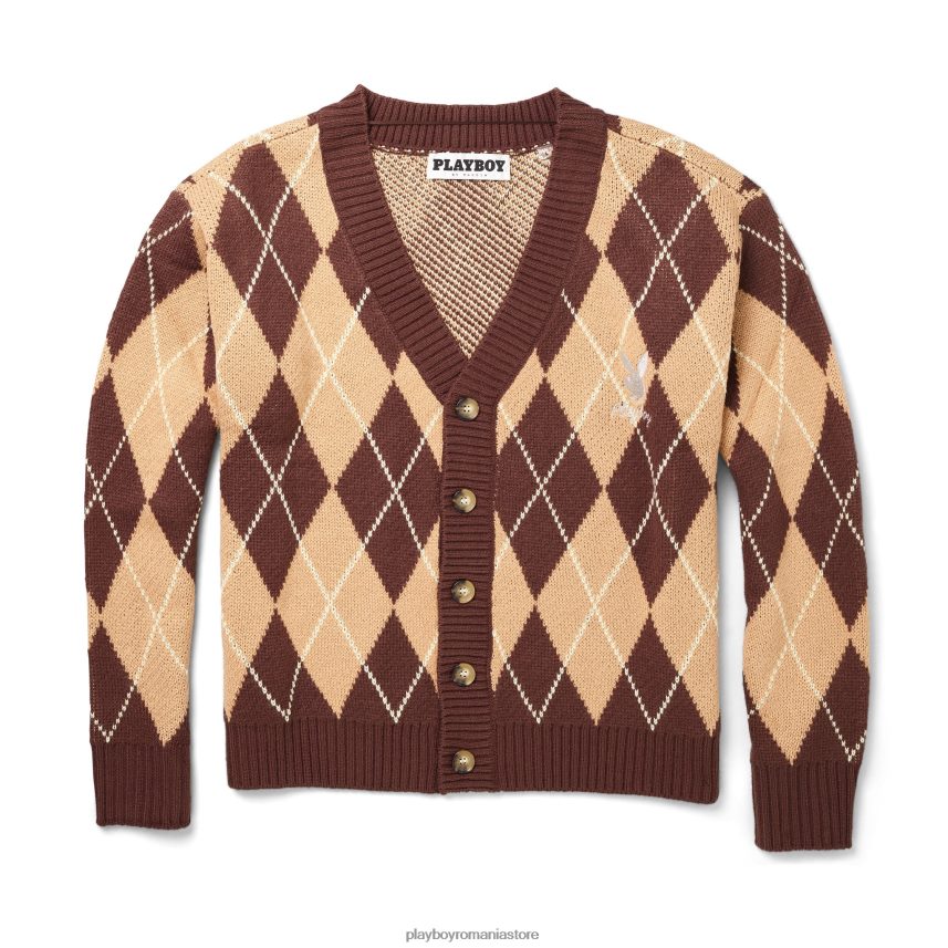 Playboy bronzat bărbați cardigan vintage argyle îmbrăcăminte 6NT0ZV510