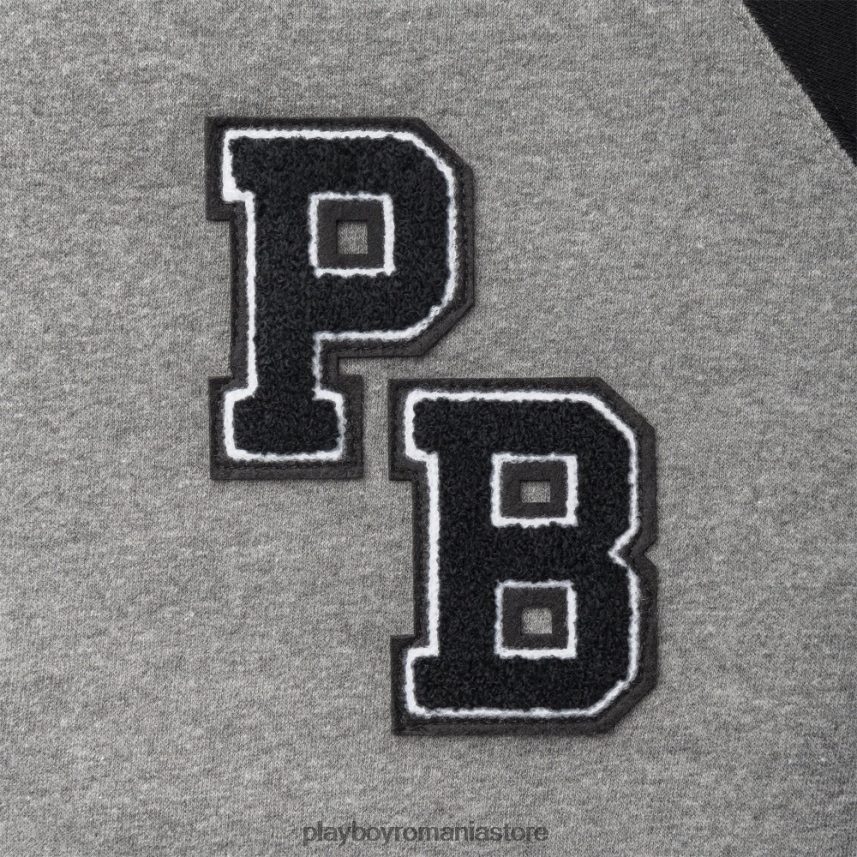 Playboy gri/negru bărbați varsity crewneck îmbrăcăminte 6NT0ZV487