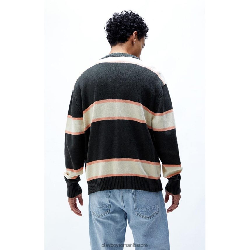 Playboy negru bărbați cardigan peek-a-boo îmbrăcăminte 6NT0ZV493