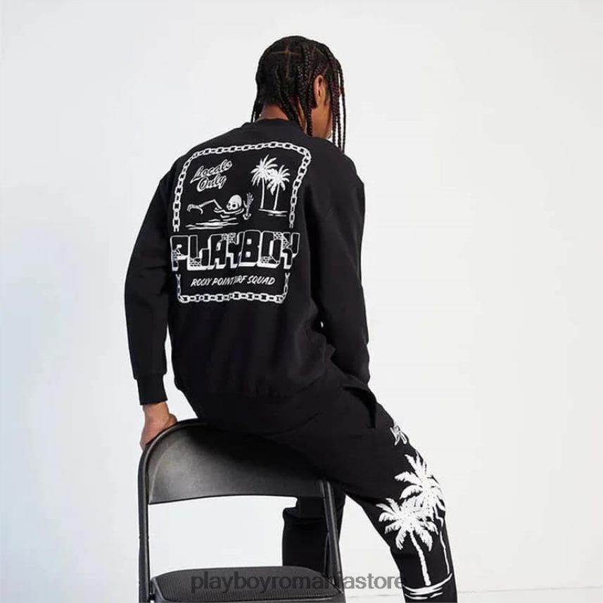 Playboy negru bărbați pb rocky point crewneck îmbrăcăminte 6NT0ZV367