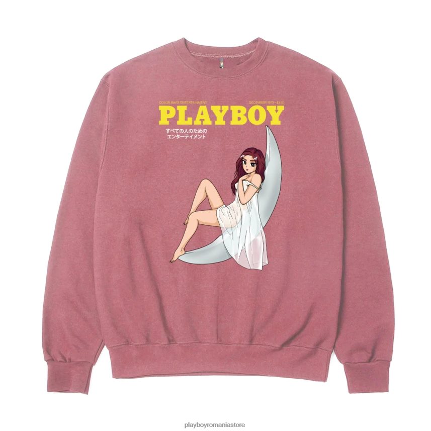 Playboy pigment maro bărbați tokyo club moonlit crewneck îmbrăcăminte 6NT0ZV366