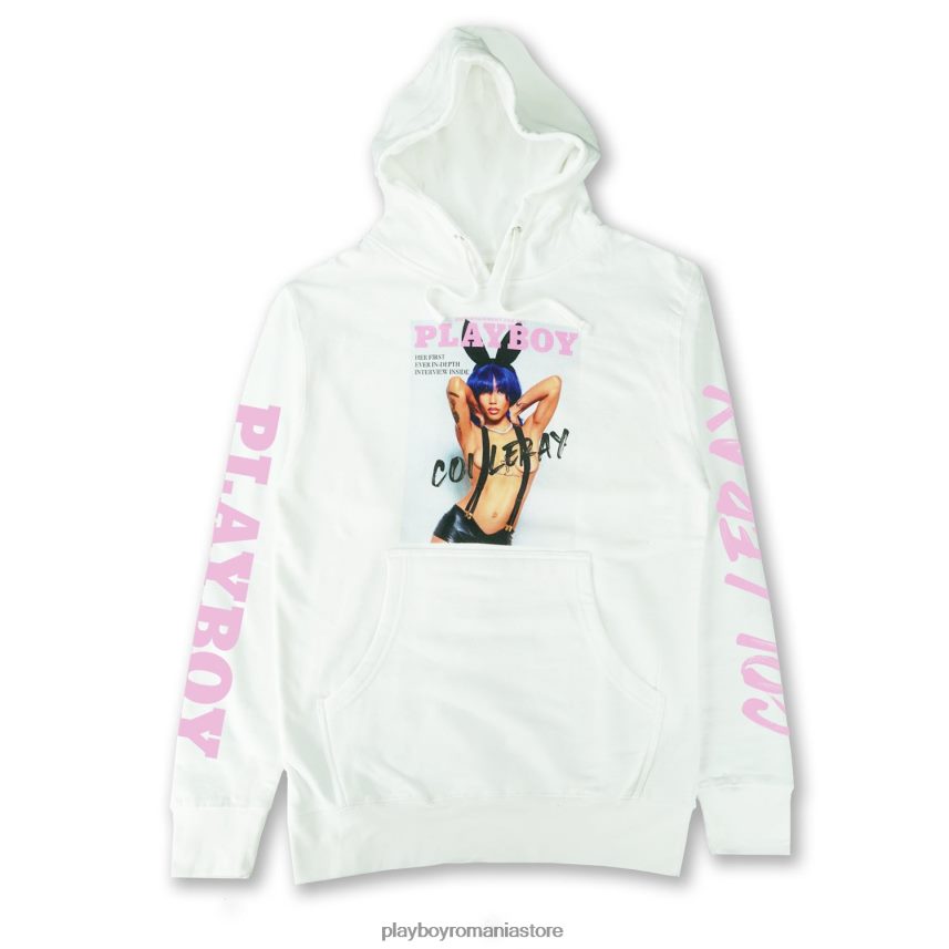 Playboy x Coi Leray alb bărbați capac hanorac îmbrăcăminte 6NT0ZV526