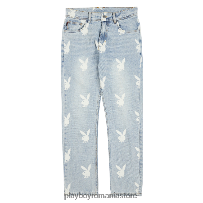 Playboy x Pleasures albastru bărbați împrăștiați pantaloni din denim îmbrăcăminte 6NT0ZV538