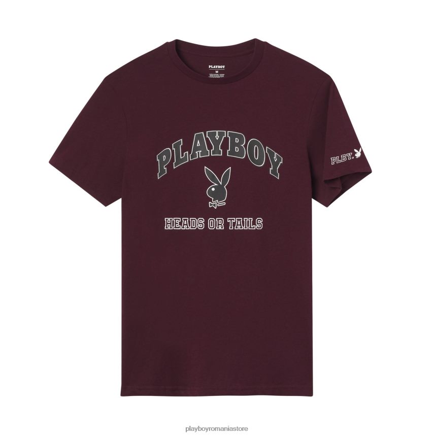 Playboy Burgundia bărbați tricou cu cap sau cozi îmbrăcăminte 6NT0ZV307