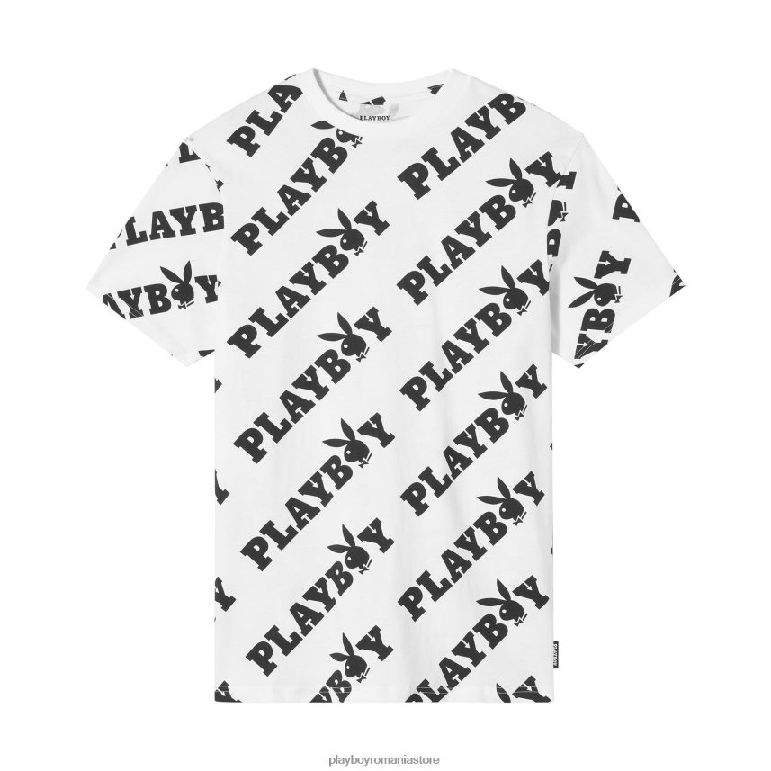 Playboy alb aop bărbați tricou repetat catarg îmbrăcăminte 6NT0ZV285