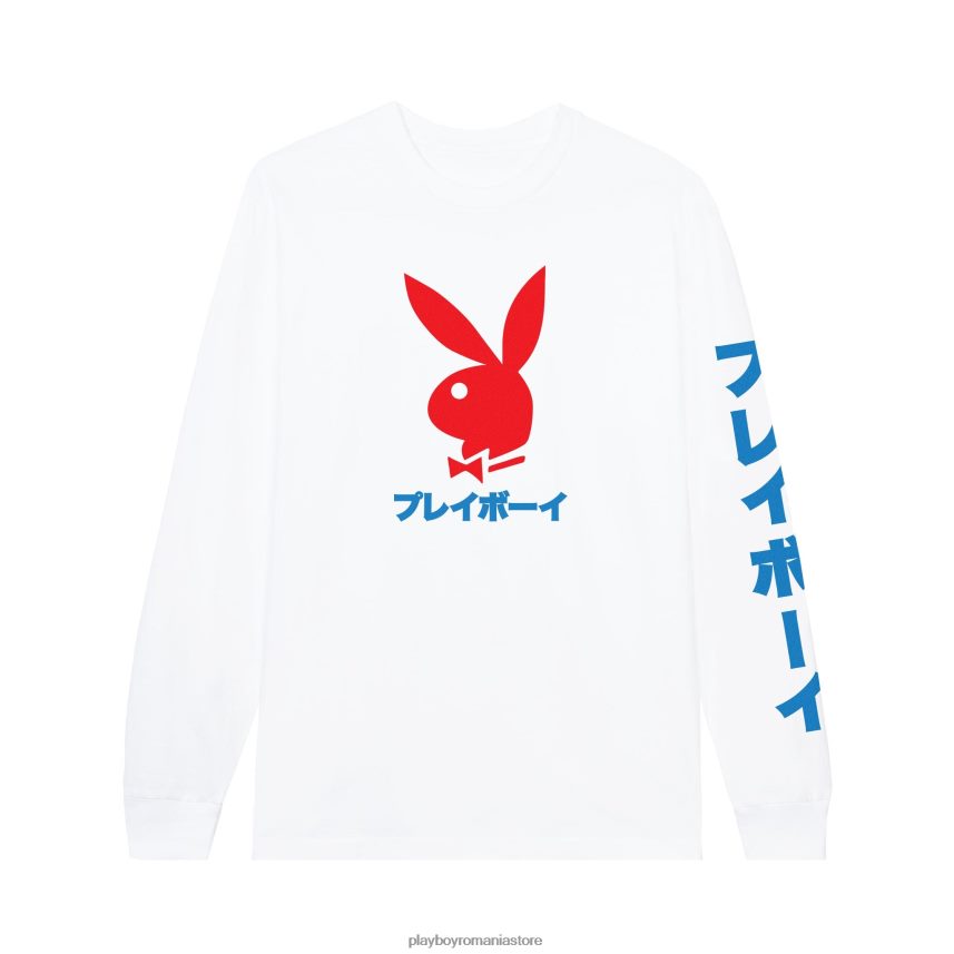 Playboy alb bărbați tricou cu mânecă lungă cu cap de iepure japonez îmbrăcăminte 6NT0ZV120