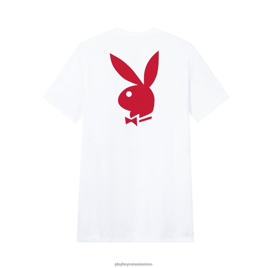 Playboy alb cu roșu bărbați tricou cu logo cap de iepure îmbrăcăminte 6NT0ZV54