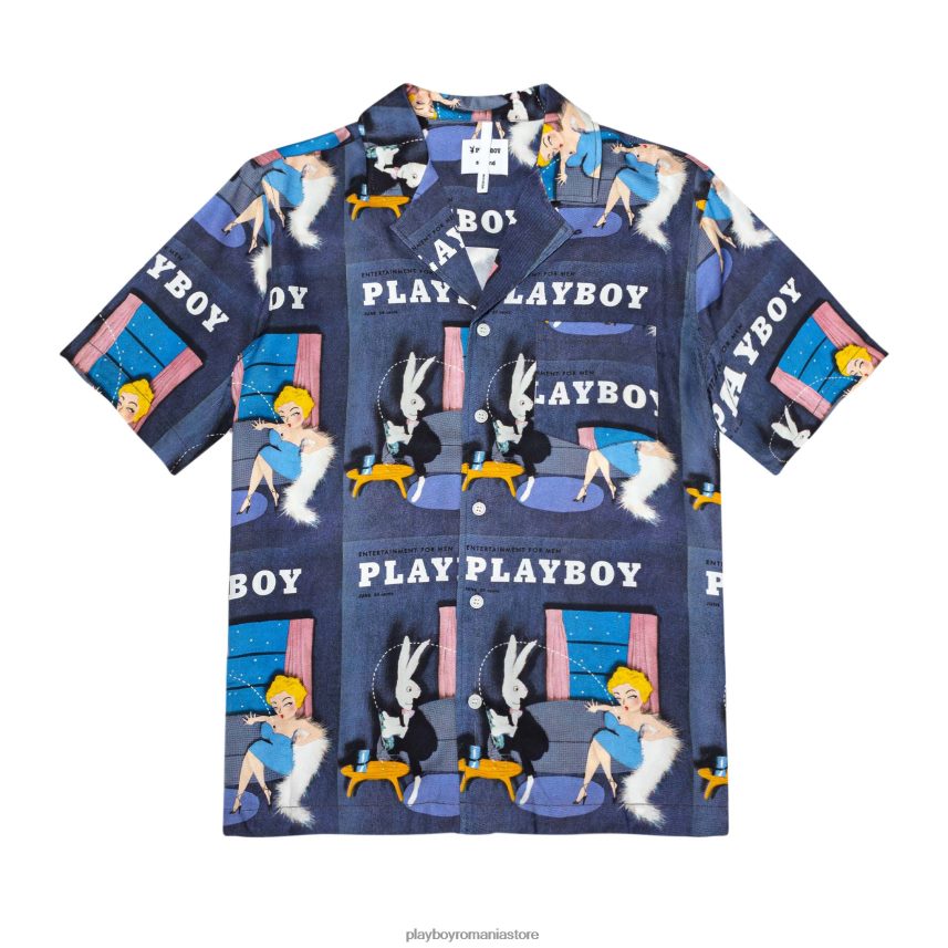 Playboy albastru bărbați camasa de tabara soulland iunie 1954 îmbrăcăminte 6NT0ZV275