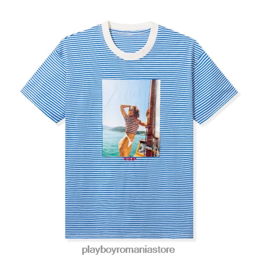 Playboy albastru bărbați tricou cu dungi vip club îmbrăcăminte 6NT0ZV264