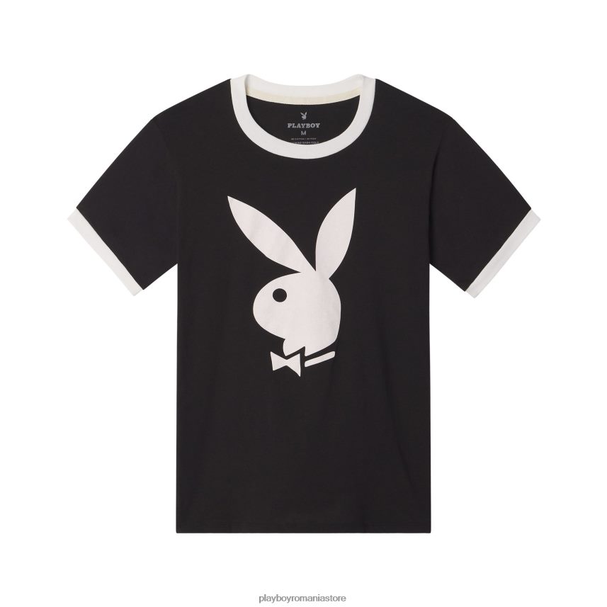 Playboy negru bărbați tricou clasic cu sonerie îmbrăcăminte 6NT0ZV125