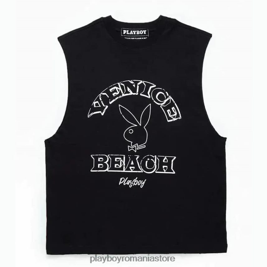 Playboy negru bărbați tricou muscular pb venice beach îmbrăcăminte 6NT0ZV38