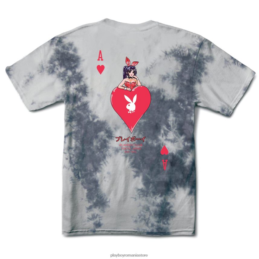 Playboy tonuri de gri bărbați tricou as of hearts tie-dye îmbrăcăminte 6NT0ZV43