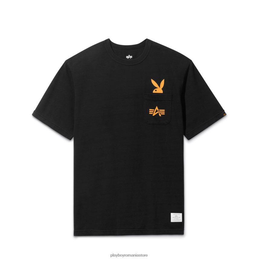 Playboy x Alpha Industries negru bărbați tricou de buzunar play forever îmbrăcăminte 6NT0ZV171