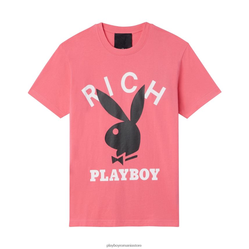 Playboy x John Richmond fucsie bărbați tricou cu logo îmbrăcăminte 6NT0ZV127