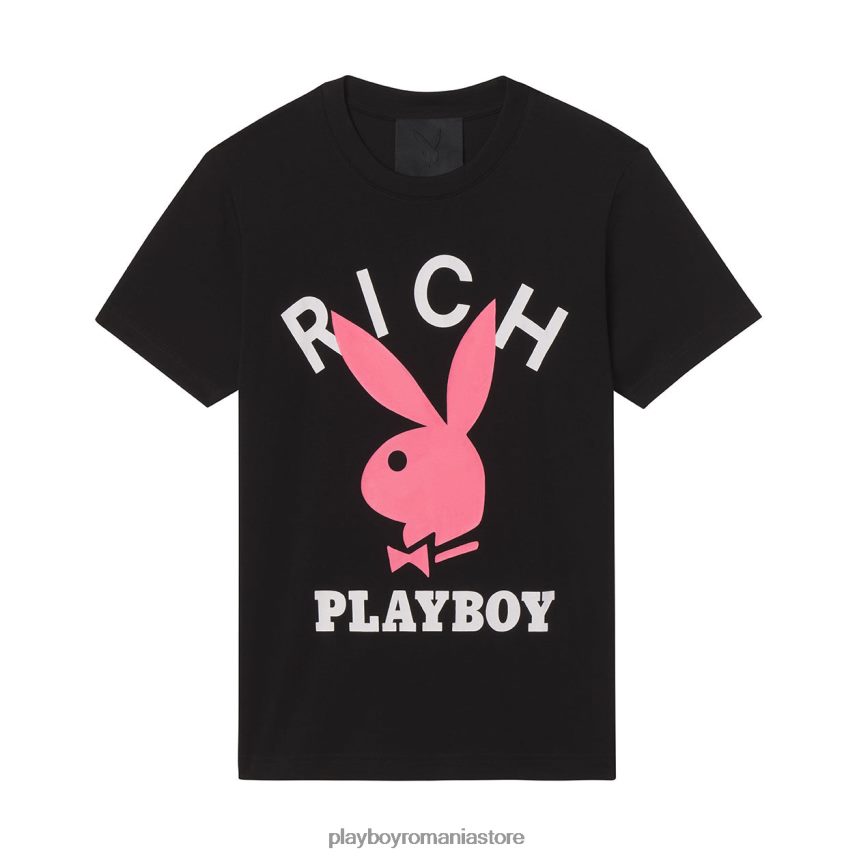Playboy x John Richmond negru bărbați tricou cu logo îmbrăcăminte 6NT0ZV129