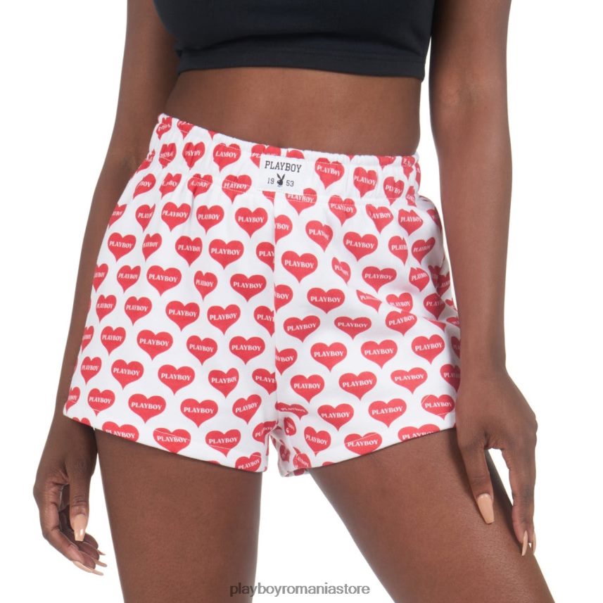 Playboy rosu alb femei boxer short lounge cu inima îmbrăcăminte 6NT0ZV1264