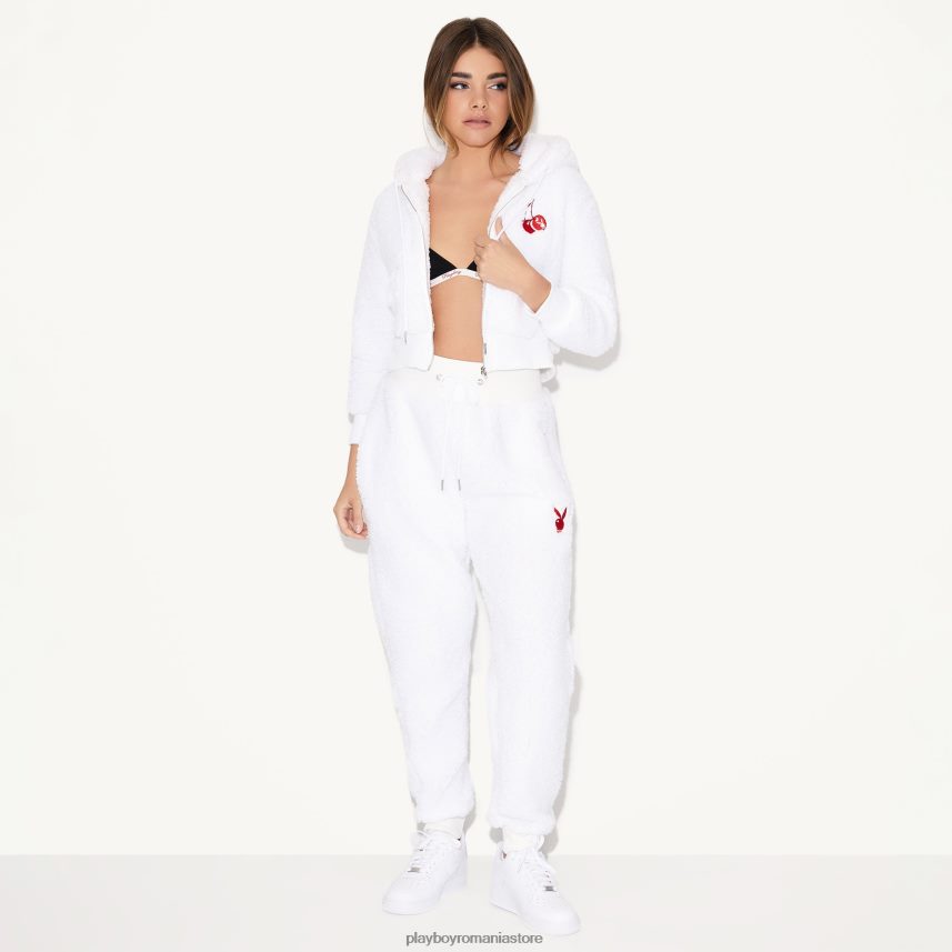 Playboy alb femei hanoraș sherpa îmbrăcăminte 6NT0ZV1064