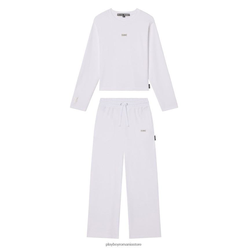 Playboy alb femei set de lounge cu maneci lungi îmbrăcăminte 6NT0ZV1071