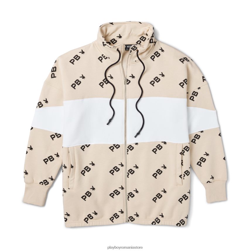 Playboy piatră femei Hanorac cu fermoar bloc de culoare cu imprimeu peste tot îmbrăcăminte 6NT0ZV1127