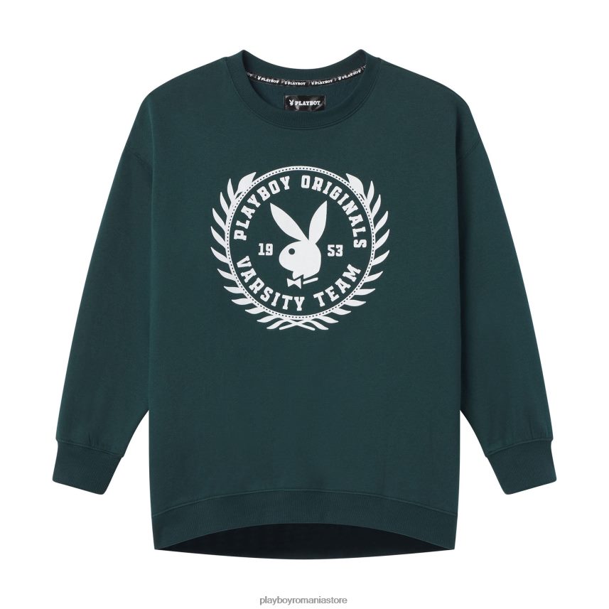 Playboy verde femei crewneck la varsity campus îmbrăcăminte 6NT0ZV1140