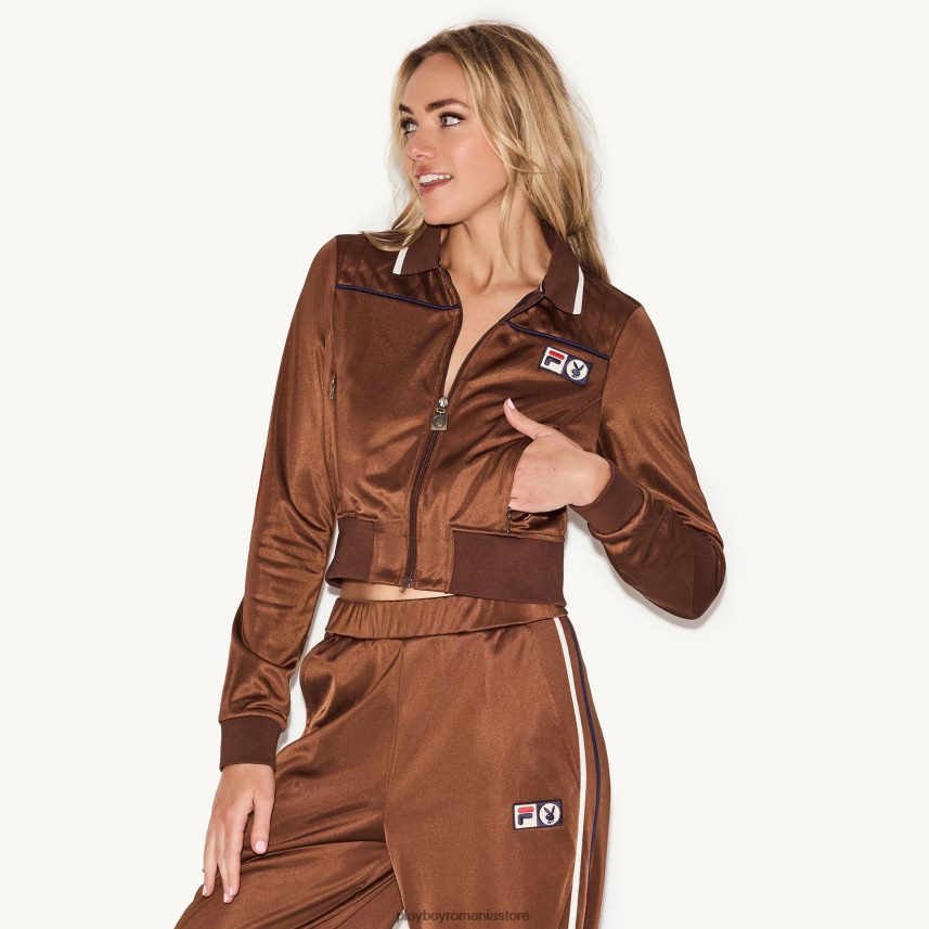 Playboy x FILA maro femei jachetă jill slim cu fermoar îmbrăcăminte 6NT0ZV1093
