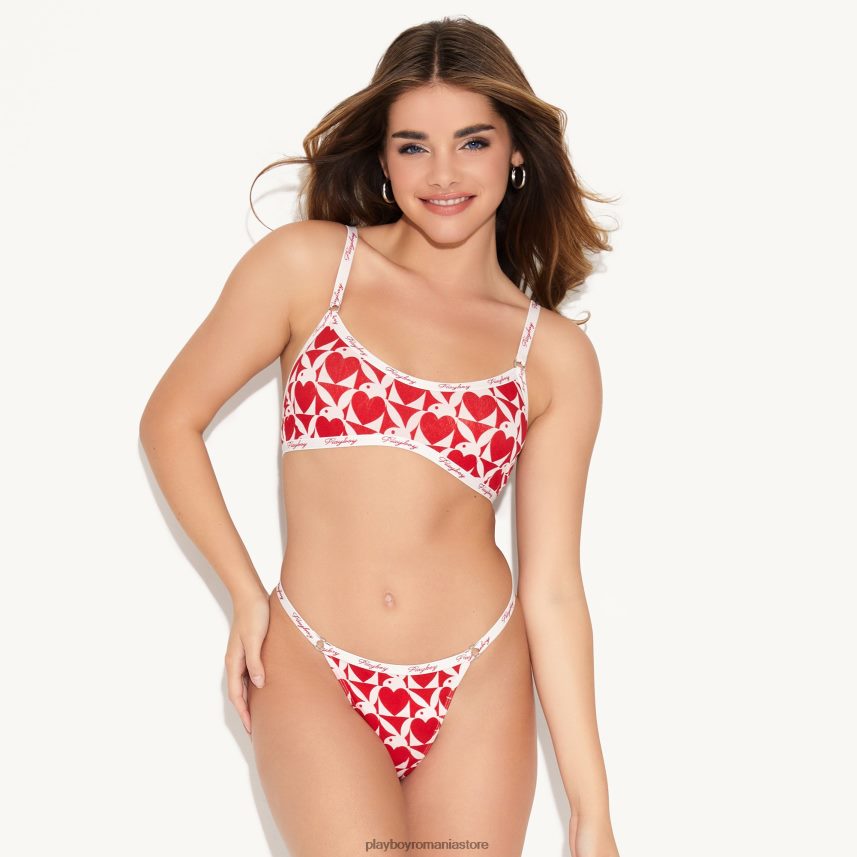 Playboy alb cu roșu femei elementele de bază scoop bralette îmbrăcăminte 6NT0ZV1495