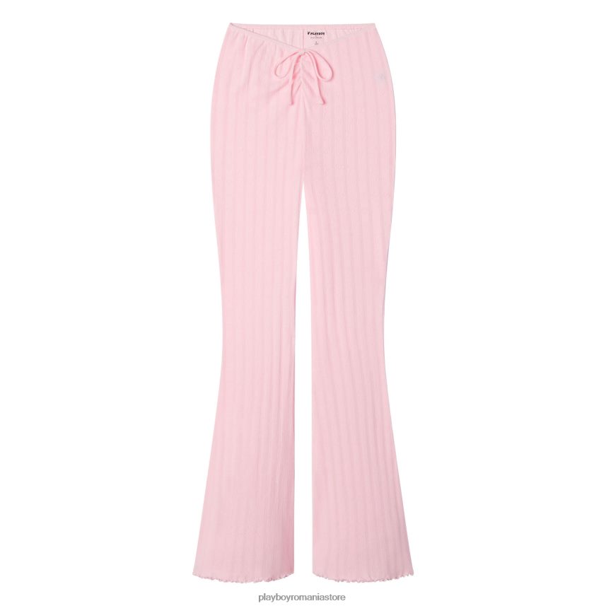 Playboy roz deschis femei pantaloni evazați cu logo pointelle îmbrăcăminte 6NT0ZV1197
