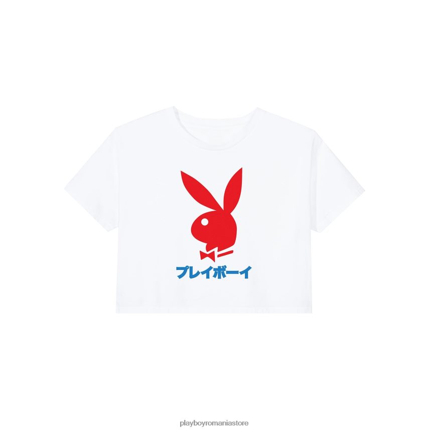 Playboy alb femei tricou decupat cu cap de iepure japonez îmbrăcăminte 6NT0ZV945