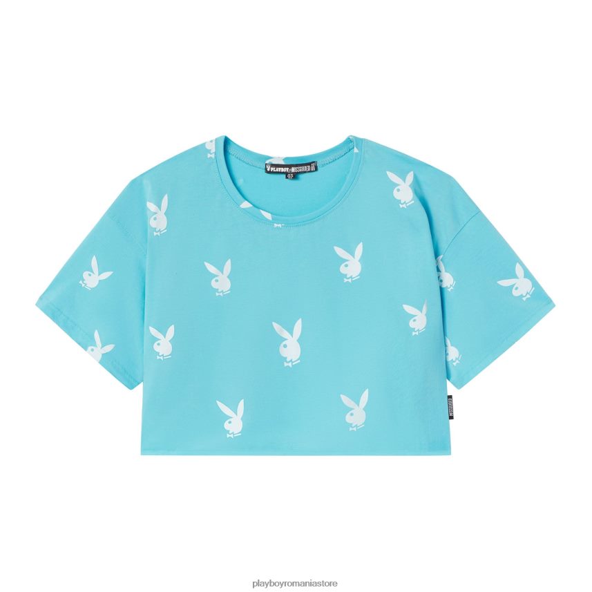 Playboy albastru femei tricou decupat cu logo îmbrăcăminte 6NT0ZV1005