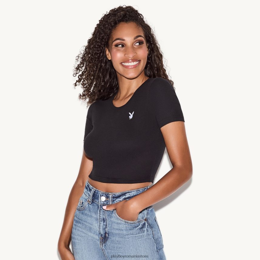 Playboy negru femei tricou pentru bebeluși cu logo clasic îmbrăcăminte 6NT0ZV957