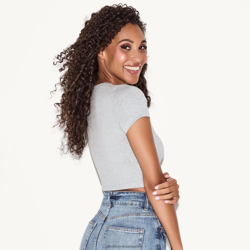 Playboy original femei Tricou pentru copii cu cap de iepure japonez gri îmbrăcăminte 6NT0ZV997