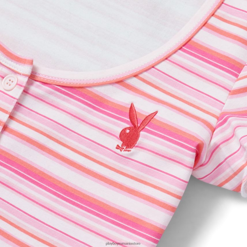 Playboy roz deschis femei tricou cu scoop stripe îmbrăcăminte 6NT0ZV992