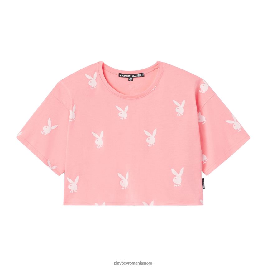 Playboy roz femei tricou decupat cu logo îmbrăcăminte 6NT0ZV1006
