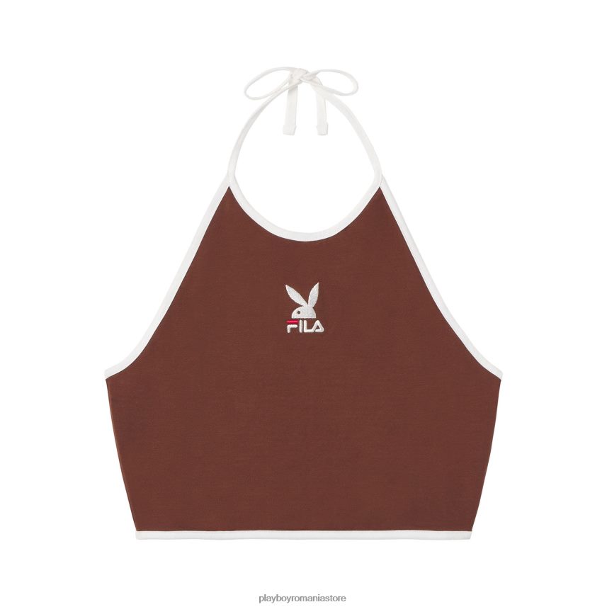Playboy x FILA maro femei sandra halter top îmbrăcăminte 6NT0ZV953